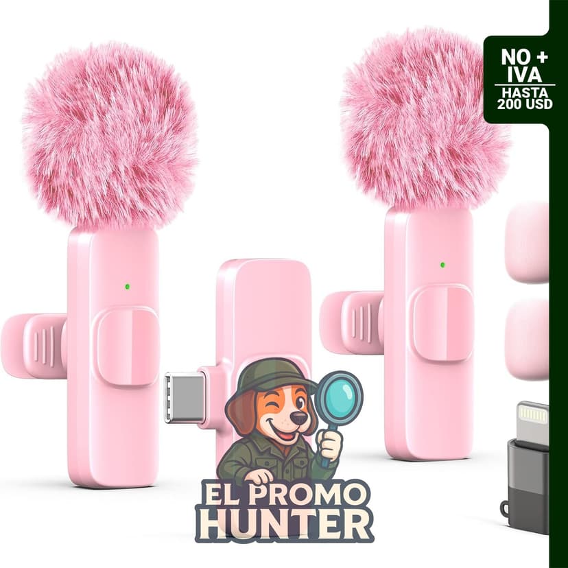 Micrófono Lavalier inalámbrico para grabación de video, compatible con iPhone y iPad, incluye reducción de ruido y conexión Plug & Play.