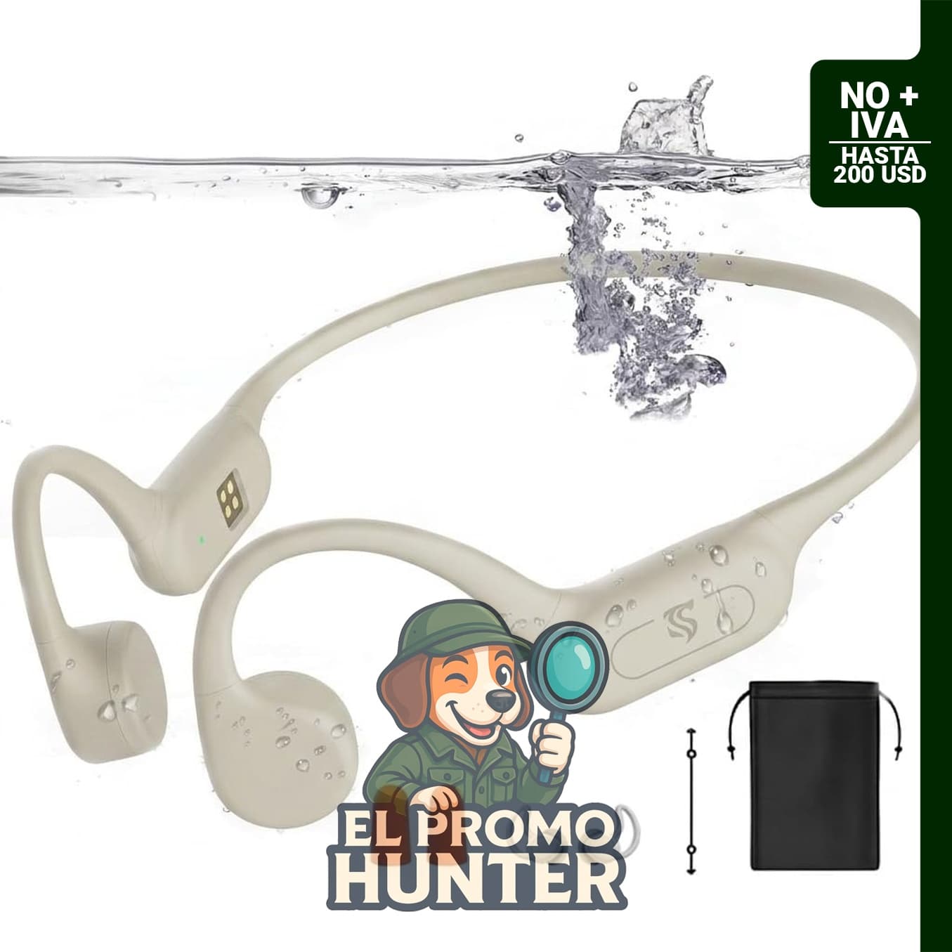 Auriculares de conducción ósea Roujune, impermeables IPX8, con modo MP3 y 32 GB de capacidad.