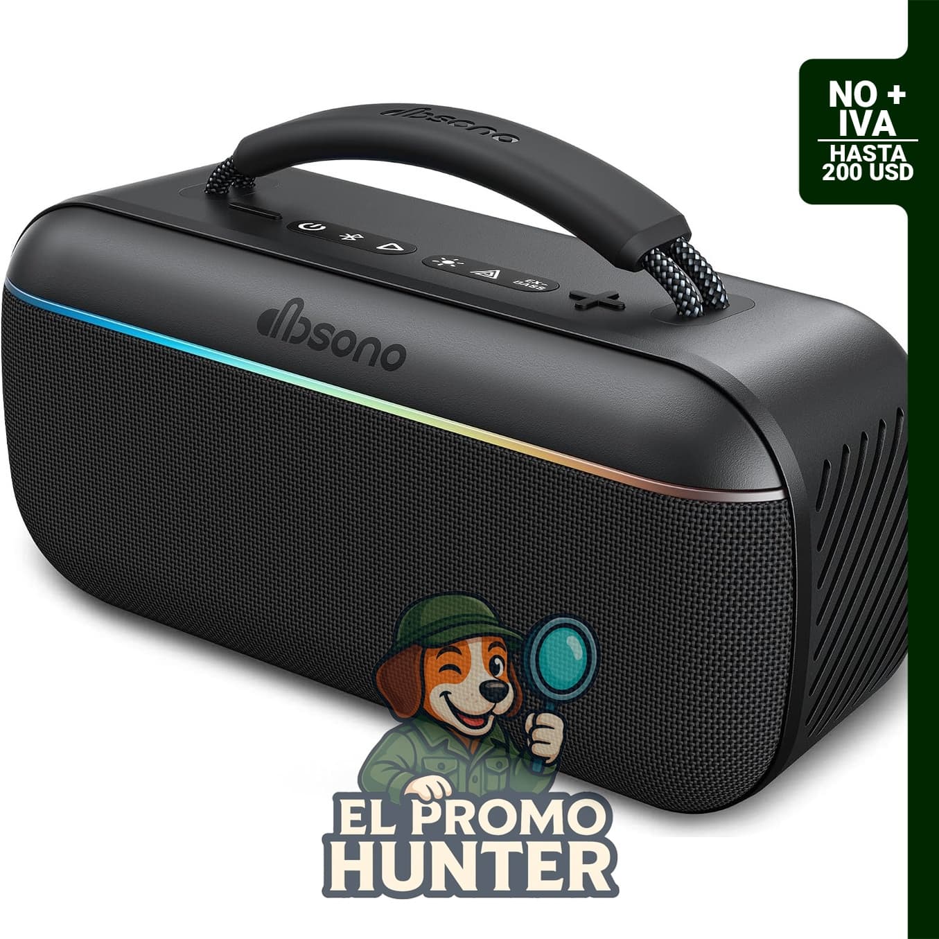 dbsono Altavoz Bluetooth portátil inalámbrico con 100W de potencia, impermeable y con emparejamiento TWS.