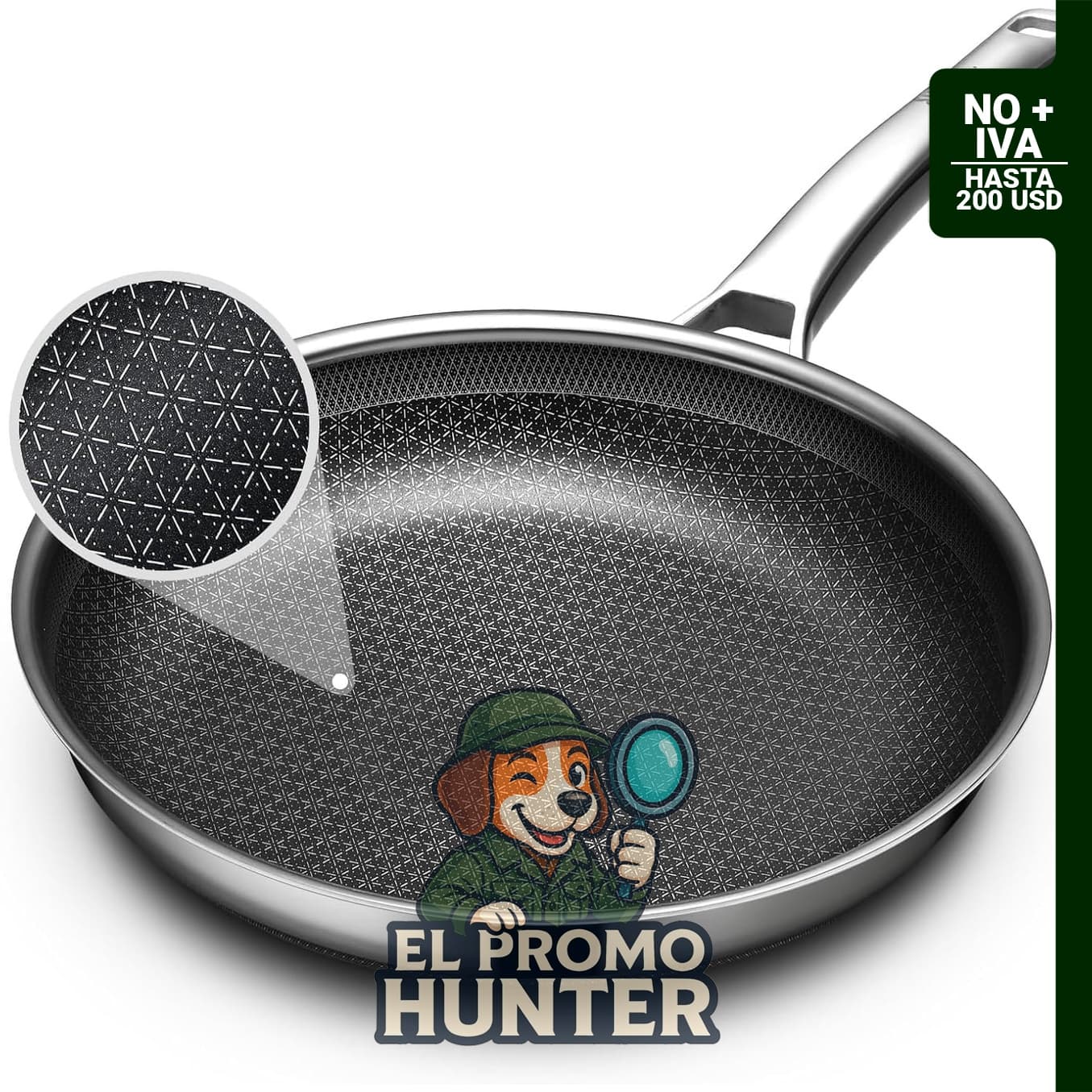Sartén OATOFP de 12" (30 cm), acero inoxidable, apta para inducción, lavavajillas y horno.