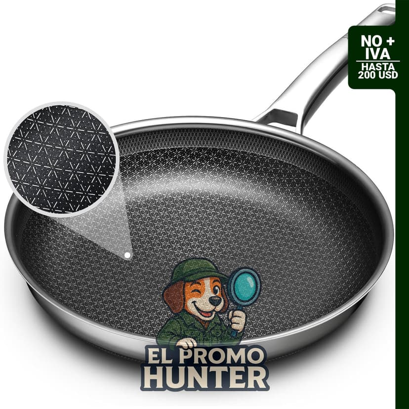 Sartén OATOFP de 12" (30 cm), acero inoxidable, apta para inducción, lavavajillas y horno.