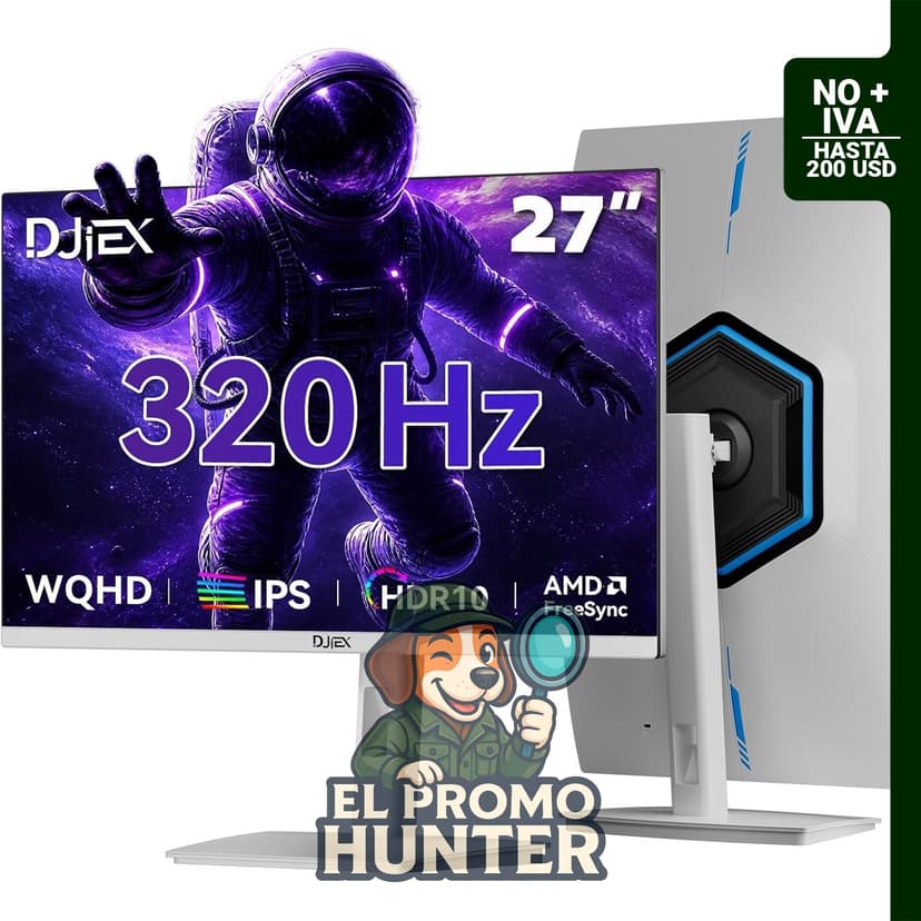 Monitor para juegos de 27" (68.58 cm) 320 Hz, IPS 2K QHD 2560 x 1440P, HDR10, FreeSync, soporte ergonómico ajustable.