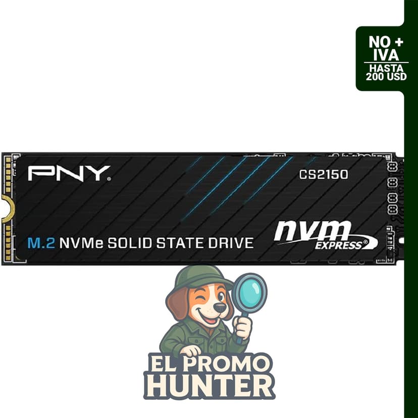 PNY CS2150 1TB Gen5 PCIe NVMe M.2 2280 3D NAND SSD con velocidades de hasta 10,200/8,300 MB/s.