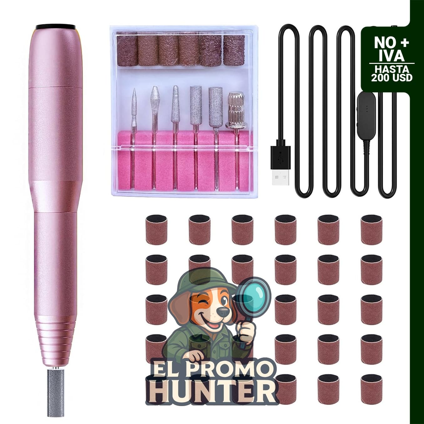 Kit profesional de taladro eléctrico CBVCBV para uñas acrílicas y de gel, incluye 6 brocas de molienda.