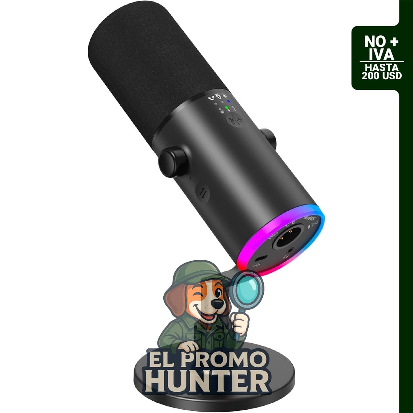 TONOR TD510 AIR S, micrófono dinámico XLR/USB con cancelación de ruido AI y control RGB.