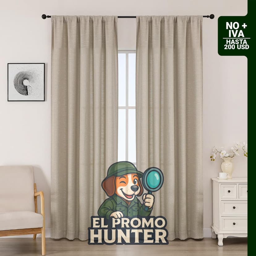 Set de 2 paneles de cortinas de lino simulado de 50" x 84" (127 x 213 cm) para filtrar la luz.