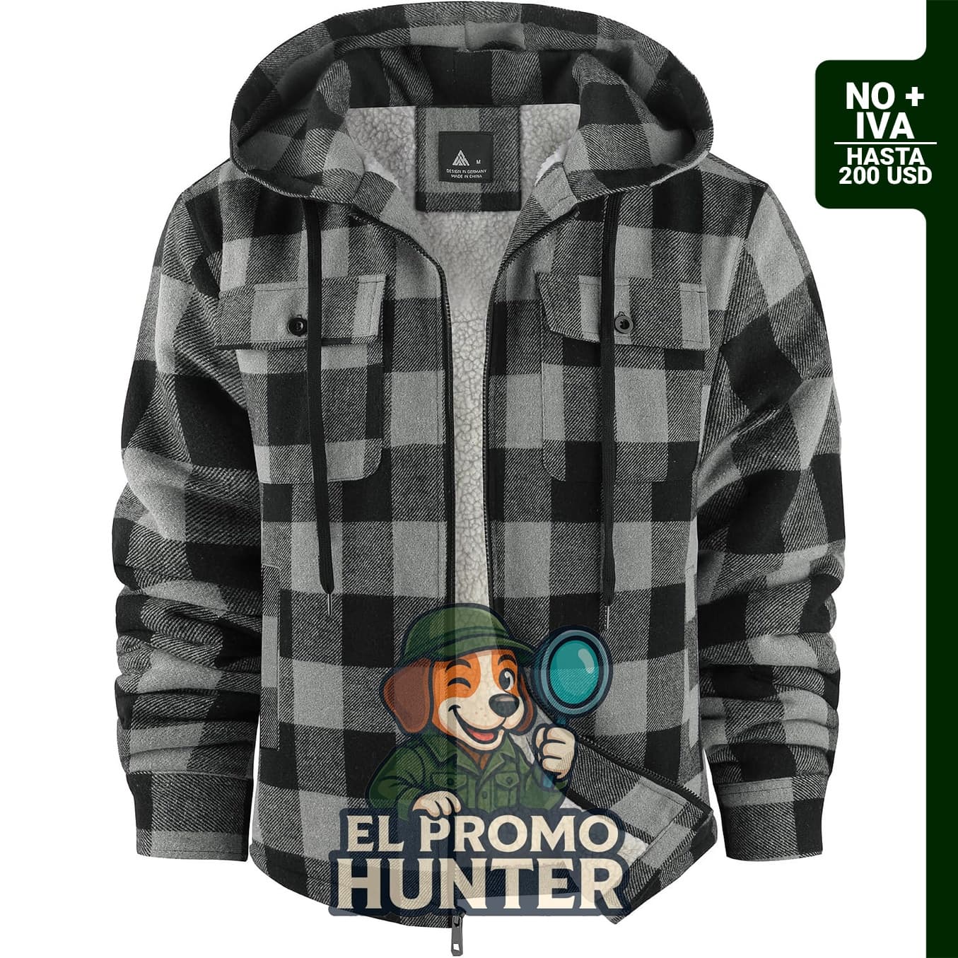 Chaqueta tipo camisa de franela para hombre, con forro polar y forro de sherpa.