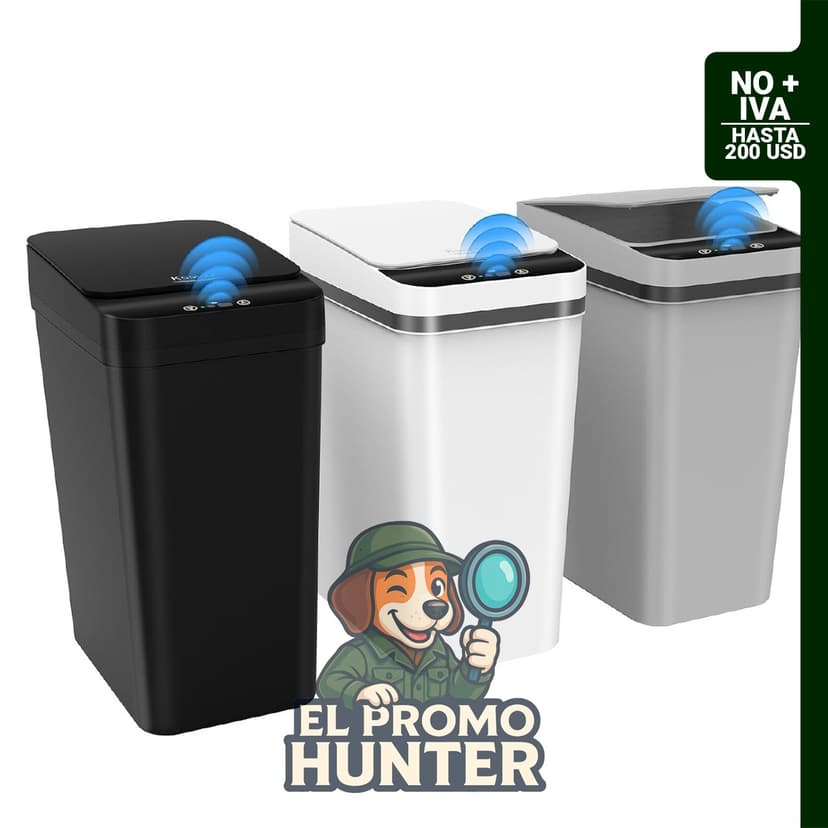 Kssvzz Pack de 3 cubos de basura automáticos de 9.5 L con tapa, sin contacto, para baño u oficina.