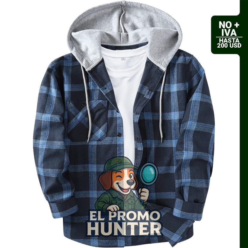 Camisa de capucha de franela ZITY para hombre, con botones y diseño a cuadros.