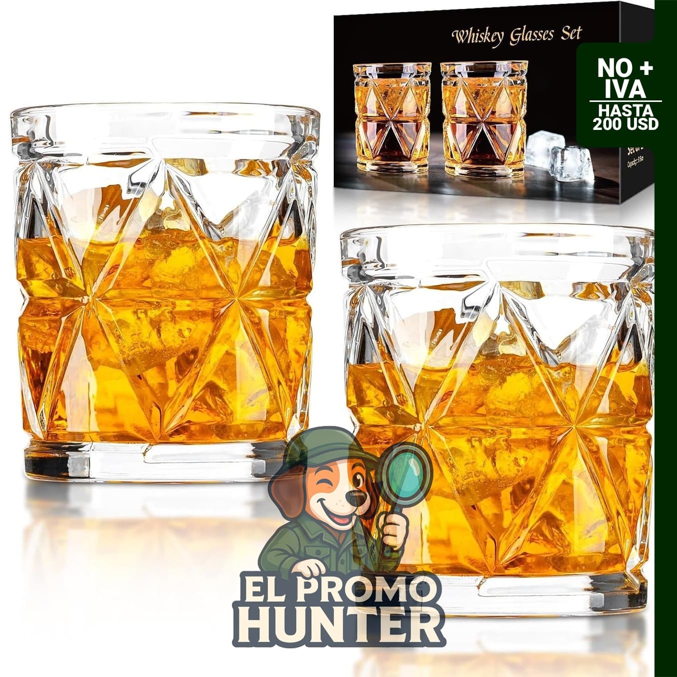 Vasos de whisky de vidrio de 250 ml con base pesada.
