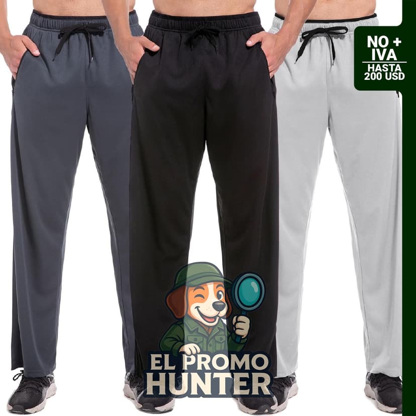 SACUIMAN Pantalones Deportivos para Hombre, 3-Pack, con Bolsillos de Cremallera, Ajuste Suelto, Abiertos en la Parte Inferior, Transpirables y de Secado Rápido.