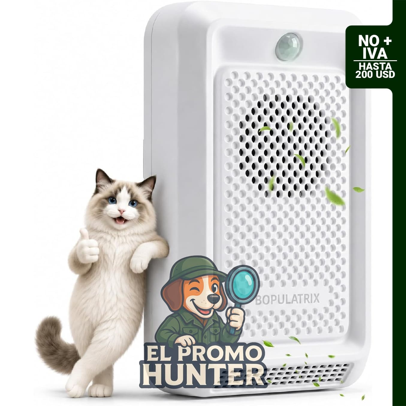 Desodorizador para arena de gatos, recargable, 30 dB, incluye recarga para 60 días.