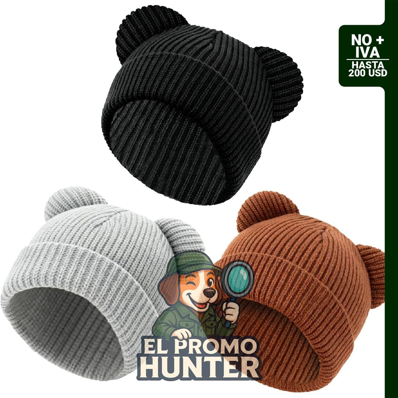 Gorros de invierno para bebé, paquete de 3, doble capa.