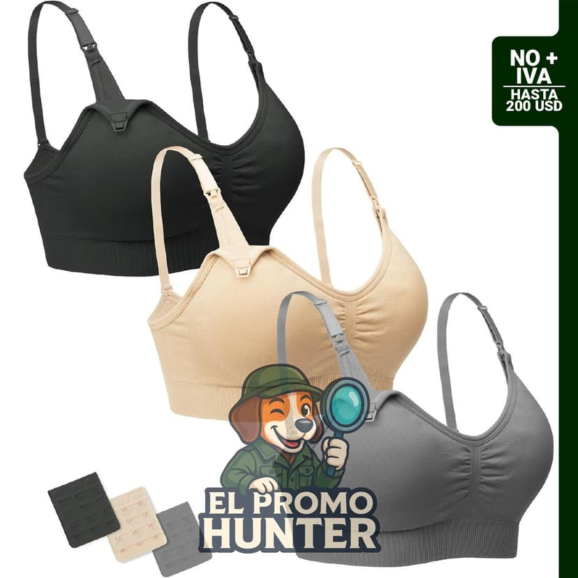 Bralette de maternidad sin costuras para lactancia, con almohadillas removibles y tela suave elástica.