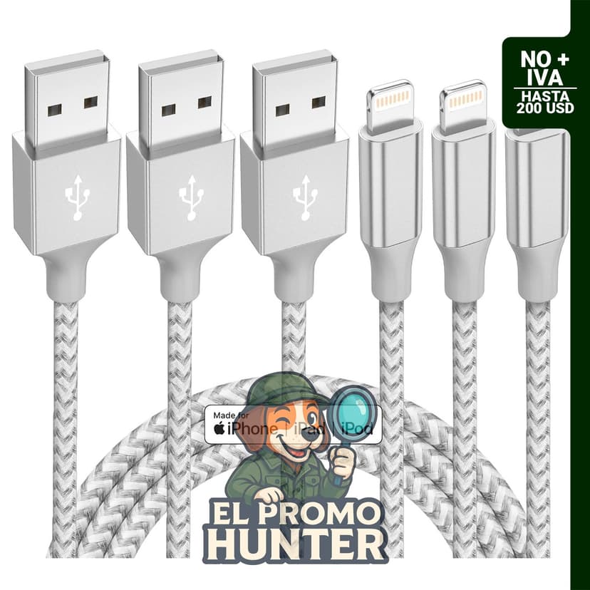 Bkayp Cargador para iPhone, paquete de 3 cables Lightning de 10 pies (3.05 m) con certificación MFi.