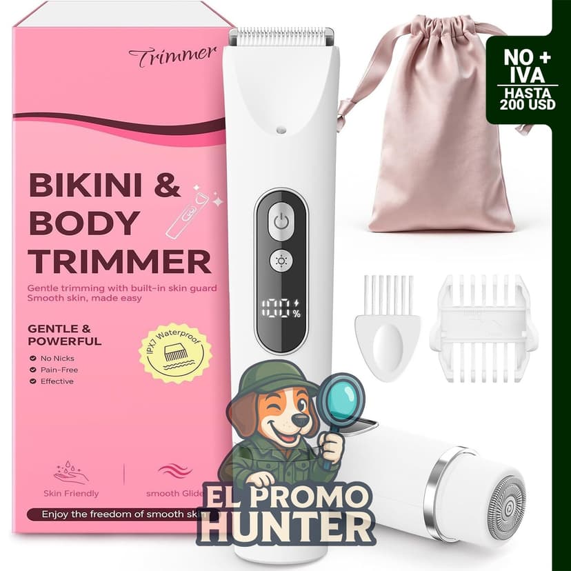Recortadora de bikini para mujer, afeitadora eléctrica suave, IPX7, impermeable, para mojado y seco.