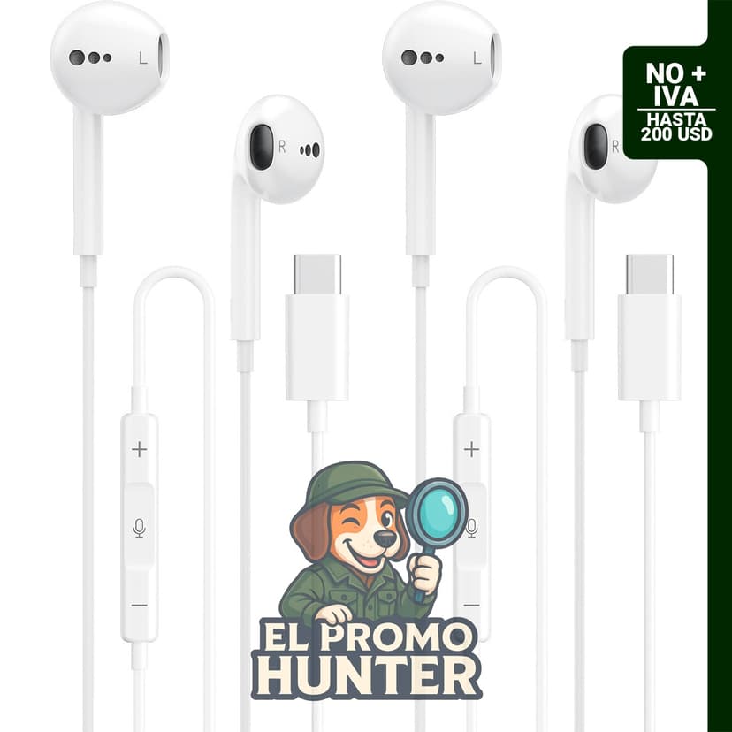 Auriculares BLXSounds USB C con micrófono y control de volumen, compatibles con iPhone y Android.