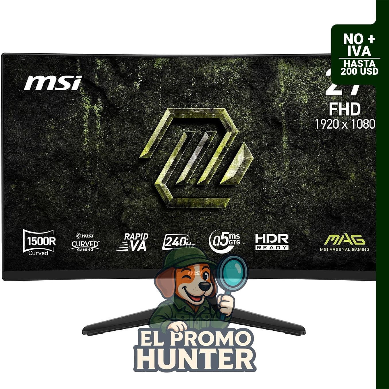 MSI MAG 274CF E20 - Monitor para juegos de 27" (68.6 cm) FHD 1920 x 1080, 200Hz, 0.5 ms, AMD FreeSync Premium, HDMI, DisplayPort, VESA.