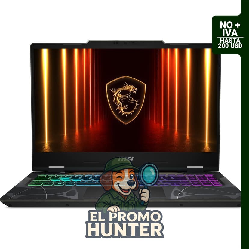 MSI Cyborg 15, laptop para juegos de 15.6" (39.6 cm) FHD 144 Hz, RTX 5060, Intel Core i5-210H, 16GB DDR5, 512GB SSD, Wi-Fi 6E, Windows 11