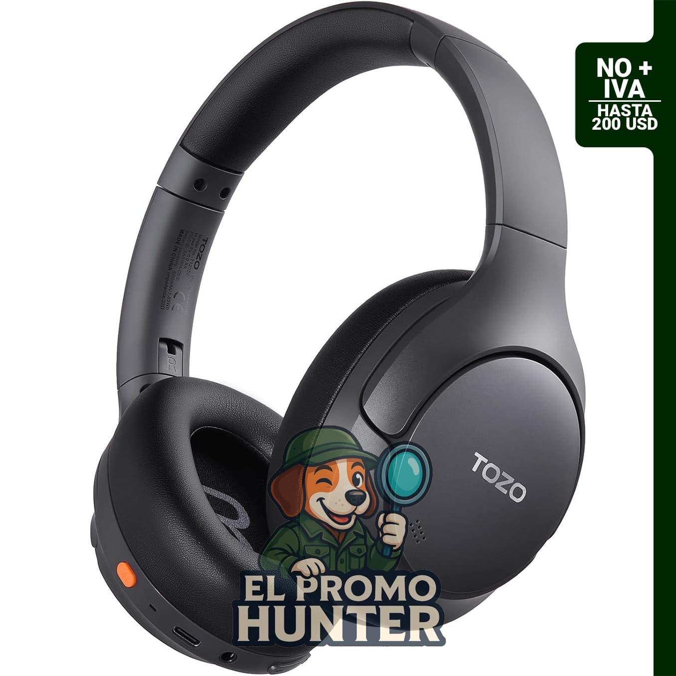 TOZO HT3 Auriculares inalámbricos híbridos con cancelación de ruido, 90H sobre la oreja