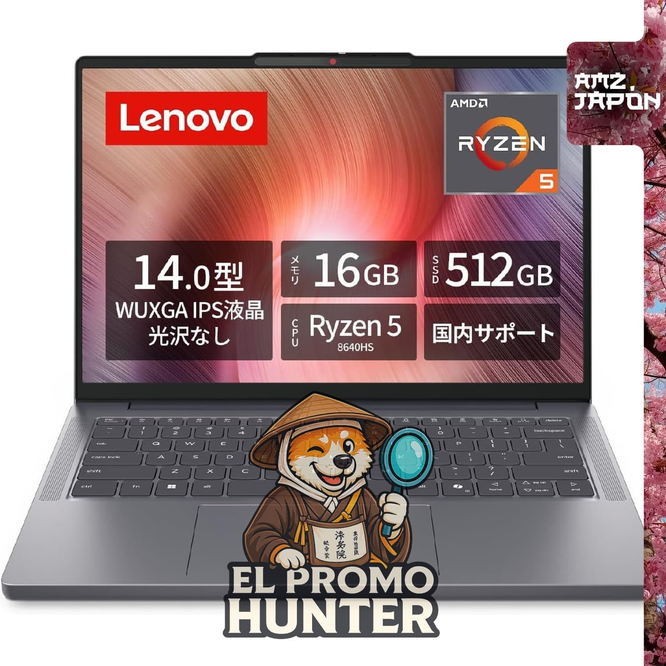 Lenovo IdeaPad Slim 3, laptop de 14.0" con procesador AMD Ryzen 5 8640HS, 16GB de RAM y 512GB SSD.