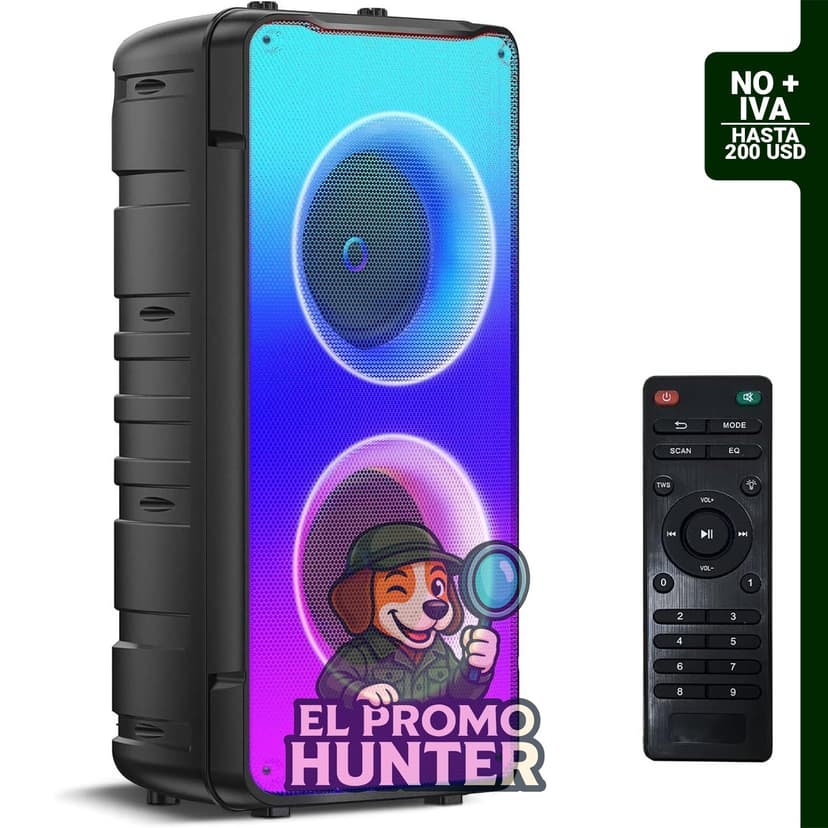 Altavoz Bluetooth estéreo portátil de 60 W (pico de 80 W) con Bluetooth 5.0, radio FM y batería de 10000 mAh.