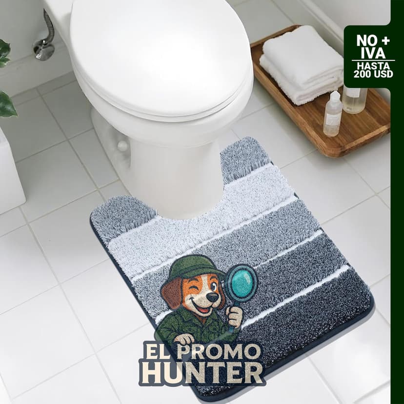 Alfombra de baño COSY HOMEER en forma de U, 61 x 51 cm, ultra suave y absorbente, antideslizante de TPR, lavable a máquina, azul oscuro y blanco.