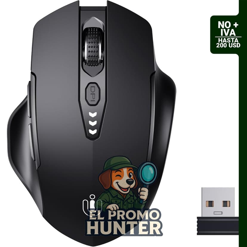 Uineer Ratón inalámbrico recargable de 2.4 GHz con pantalla de batería y 4 niveles de DPI ajustables.