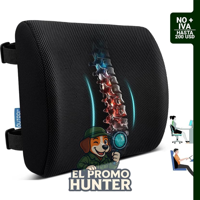 Almohada de apoyo lumbar de espuma viscoelástica para silla de oficina y automóvil.