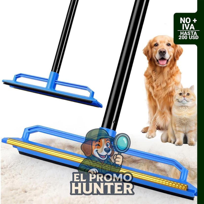 BUVE 2 in 1 Rastrillo para Alfombras, herramienta para remover pelo de mascotas con mango ajustable de 60" (152 cm).