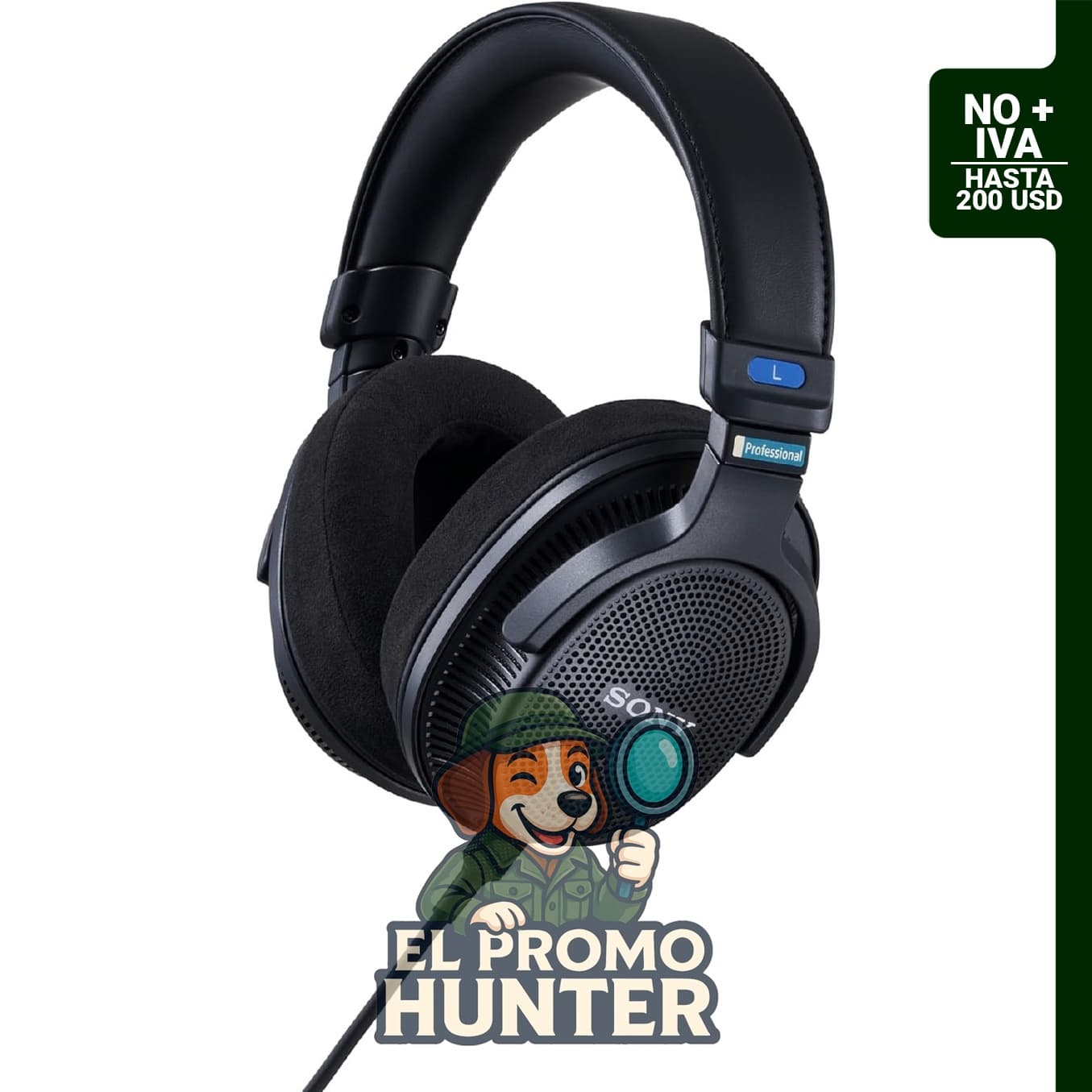 Sony MDR-MV1, audífonos de monitor de respaldo abierto con cables desmontables.