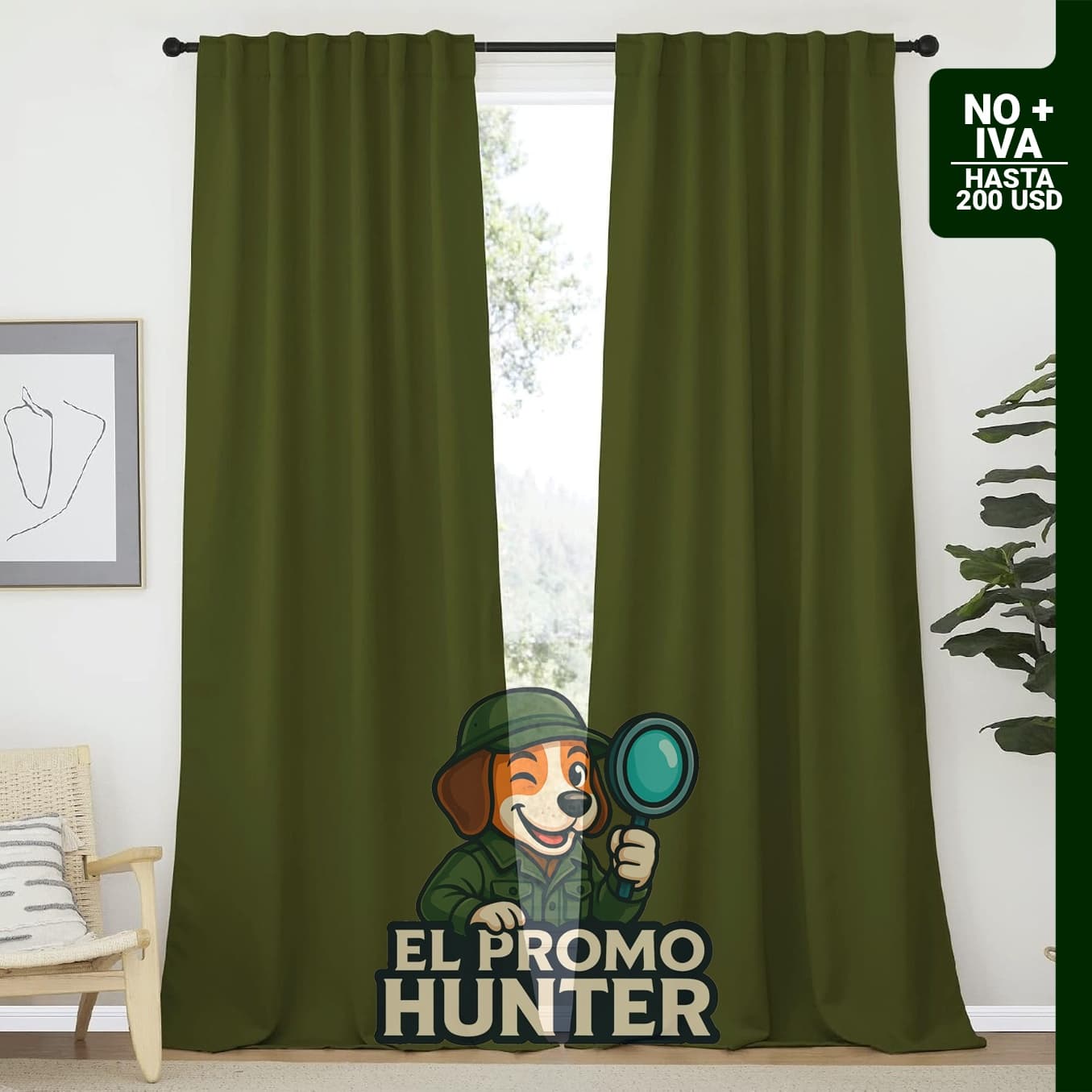 NICETOWN Juego de 2 paneles de cortinas opacas de Navidad, 52" x 108" (132 x 274 cm), color verde oliva, con aislamiento térmico.