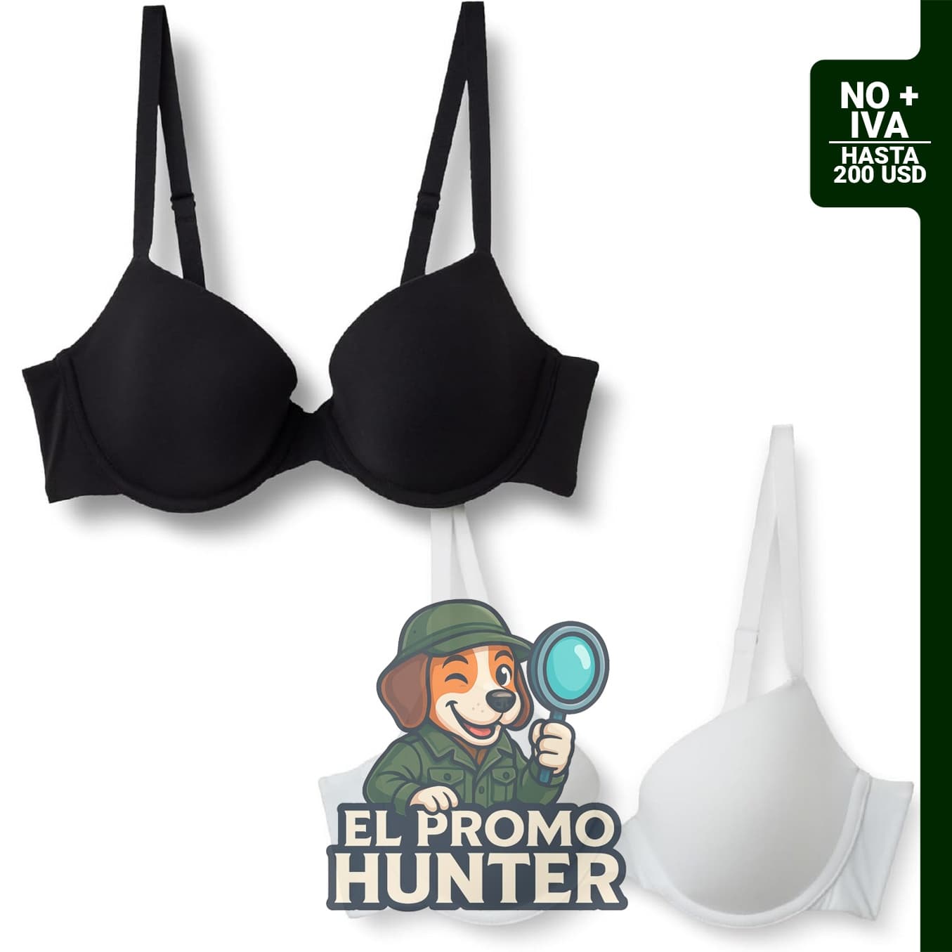 Sujetador con aros de microfibra para mujer, cobertura media, paquete de 2.