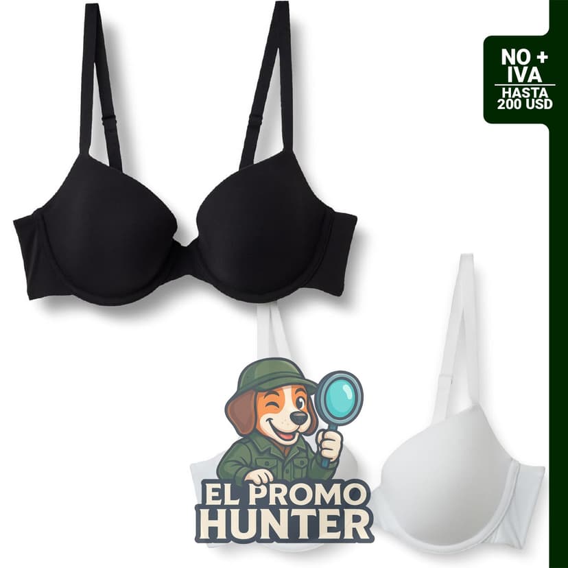 Sujetador con aros de microfibra para mujer, cobertura media, paquete de 2.