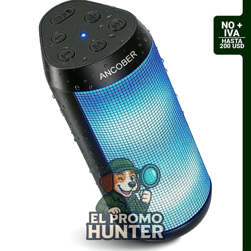 Altavoz Bluetooth portátil con sonido estéreo HD, 30 horas de reproducción y resistencia al agua IPX4.