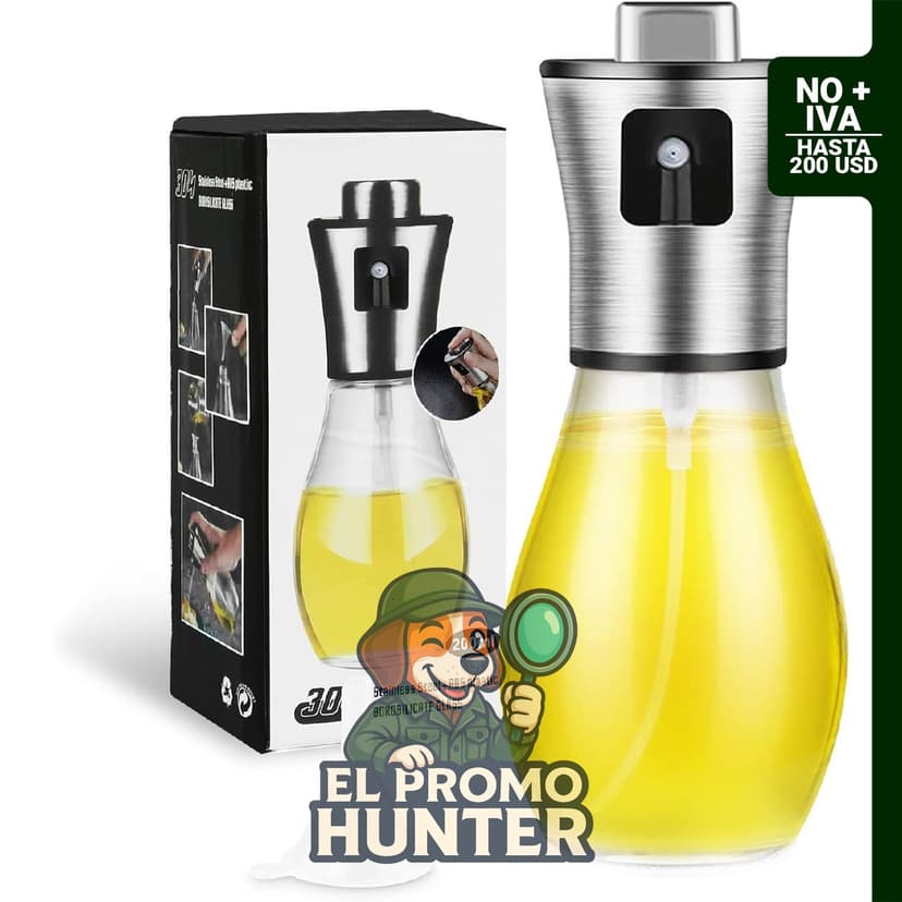 Pulverizador de aceite de oliva Beeyouk de vidrio de 200 ml, recargable, a prueba de fugas y con embudo.