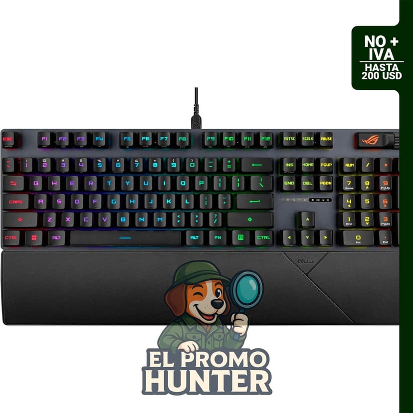 Teclado para juegos ASUS ROG Strix Scope II con interruptores ópticos lineales ROG RX Red, espuma de amortiguación de sonido y teclas PBT de doble inyección.