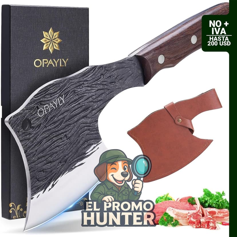 Cuchillo Picador de Huesos OPAYLY, forjado a mano, diseñado para cortar carne y hueso, acero de alto carbono.