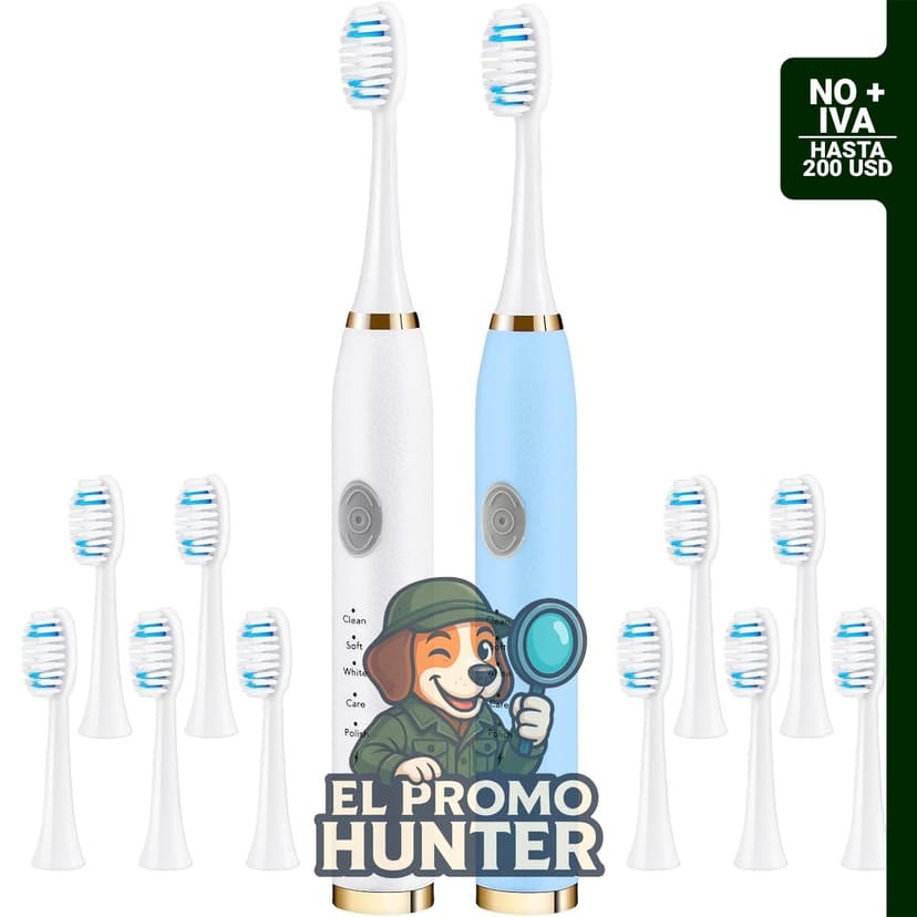 Dnil paquete de 2 cepillos de dientes eléctricos para adultos y niños, incluye 10 cabezales de repuesto y 5 modos.