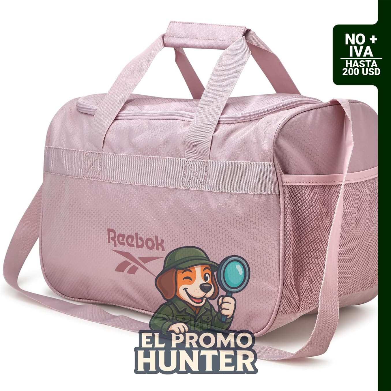 Reebok Bolsa de deporte compacta con correa ajustable, incluye compartimento principal espacioso y bolsillos interiores y exteriores.