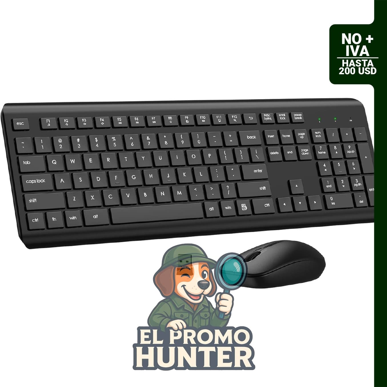 Combo de teclado y mouse inalámbricos de 2.4 GHz, teclado ergonómico silencioso y mouse óptico.