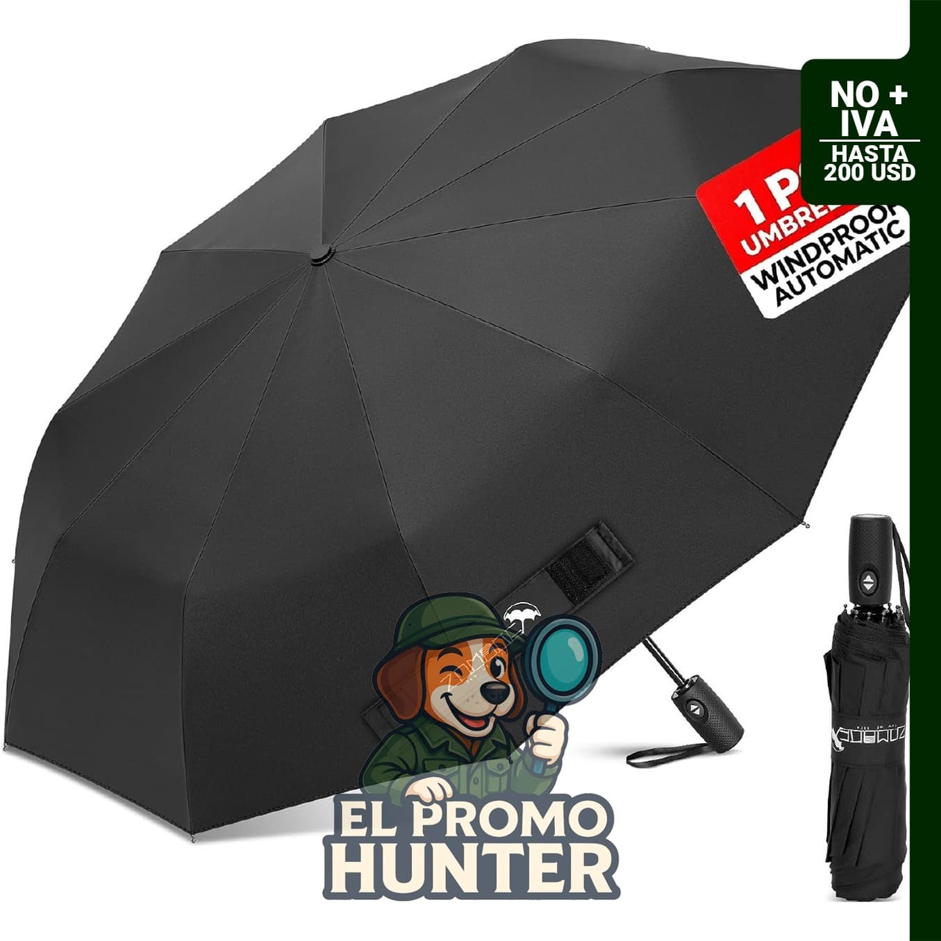 ZOMAKE Paraguas de viaje compacto de 114 cm, plegable y automático, con 10 varillas antiventoso.