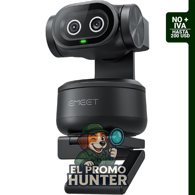 EMEET PIXY Cámara PTZ 4K con doble cámara, sensor Sony de 1/2.55", enfoque automático PDAF, 3 micrófonos y control de gestos.