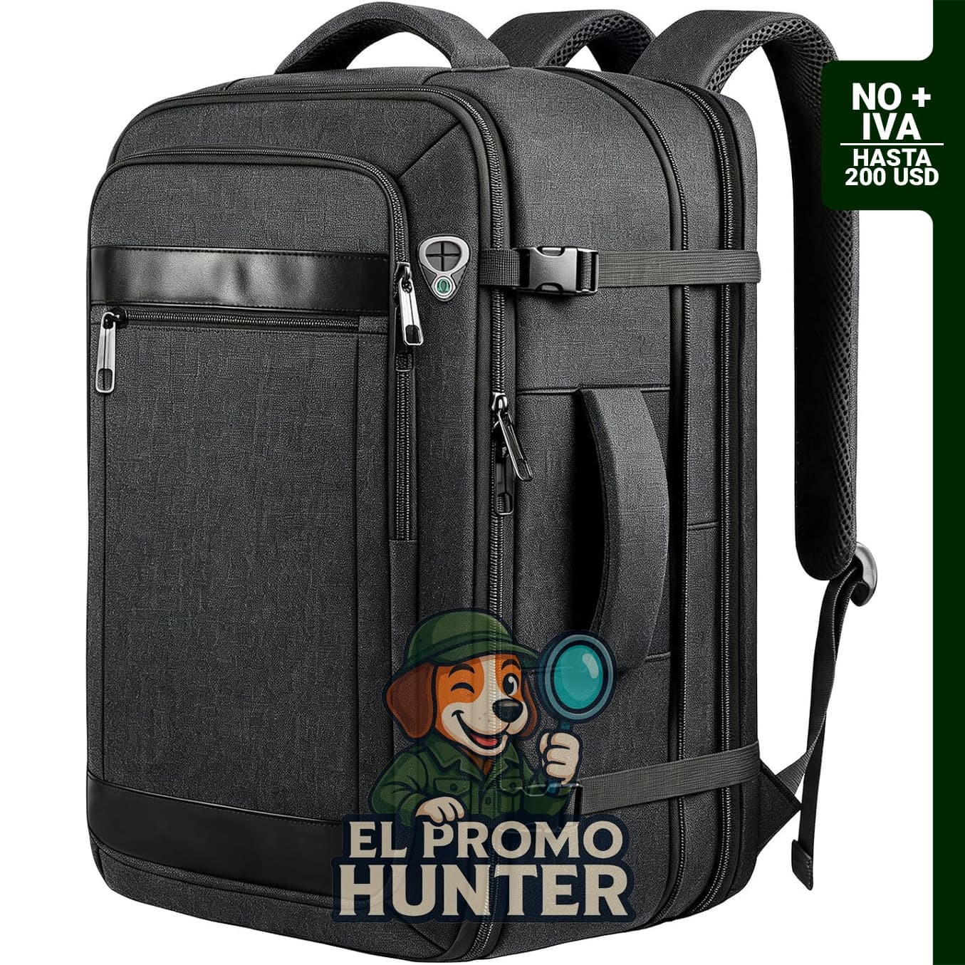 Mochila de viaje expandible para laptop de 17.3" (44 cm), resistente al agua, con agujero para cable y cremalleras duraderas.