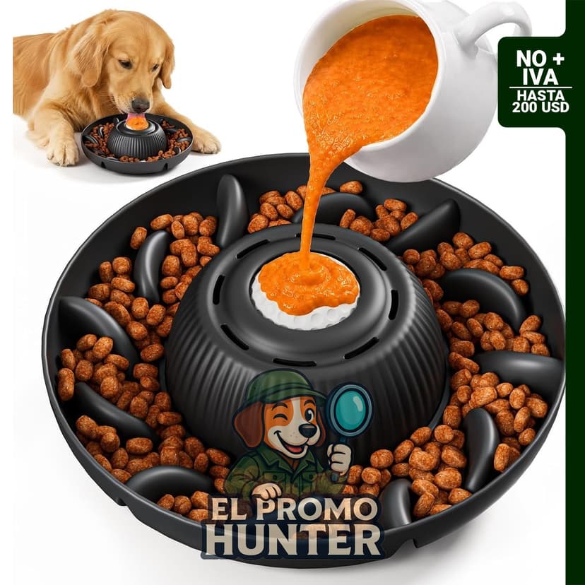 Comedero Lento 2 en 1 EIYOVVI para perros y gatos, con capacidad de 1,18 L, antideslizante y dispensador de alimentos líquidos y croquetas.