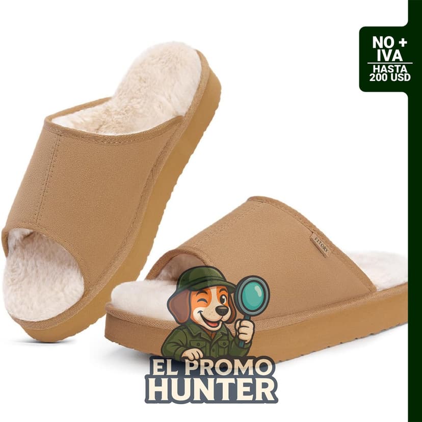 FITORY Pantuflas para mujer con piel sintética y suela antideslizante.