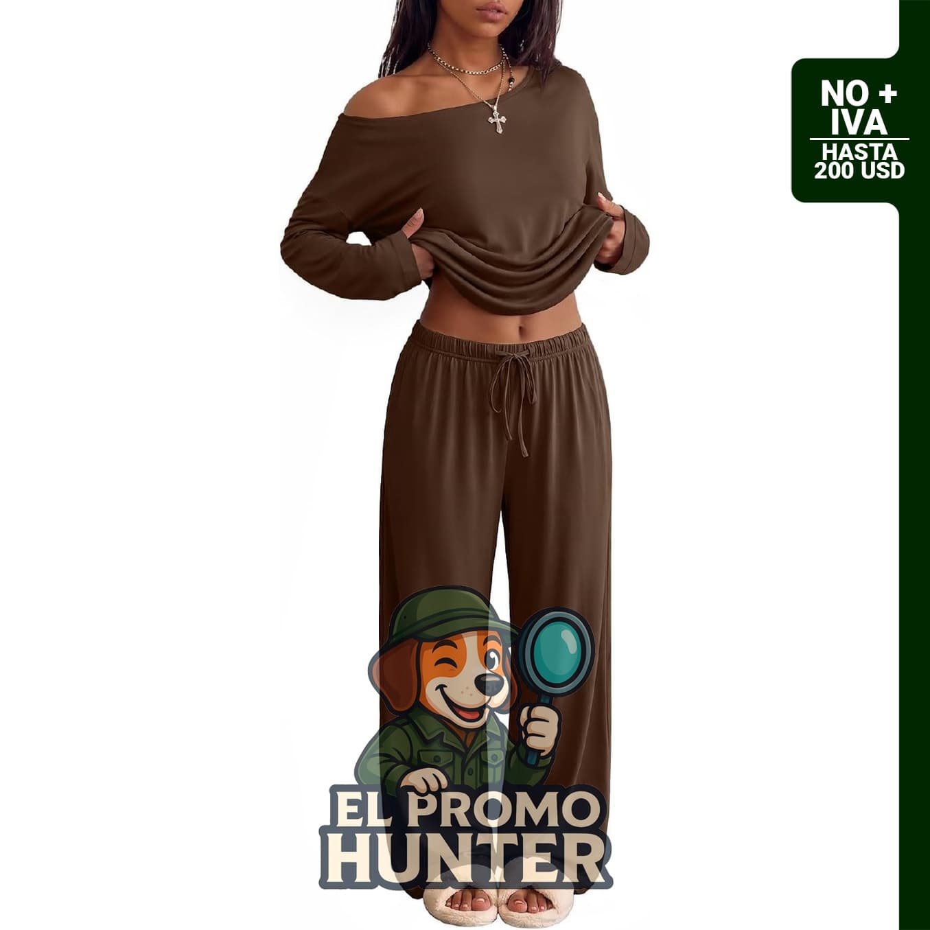 Conjunto de pijama para mujer Ekouaer de 2 piezas, manga larga, diseño de cuello redondo o off-the-shoulder.