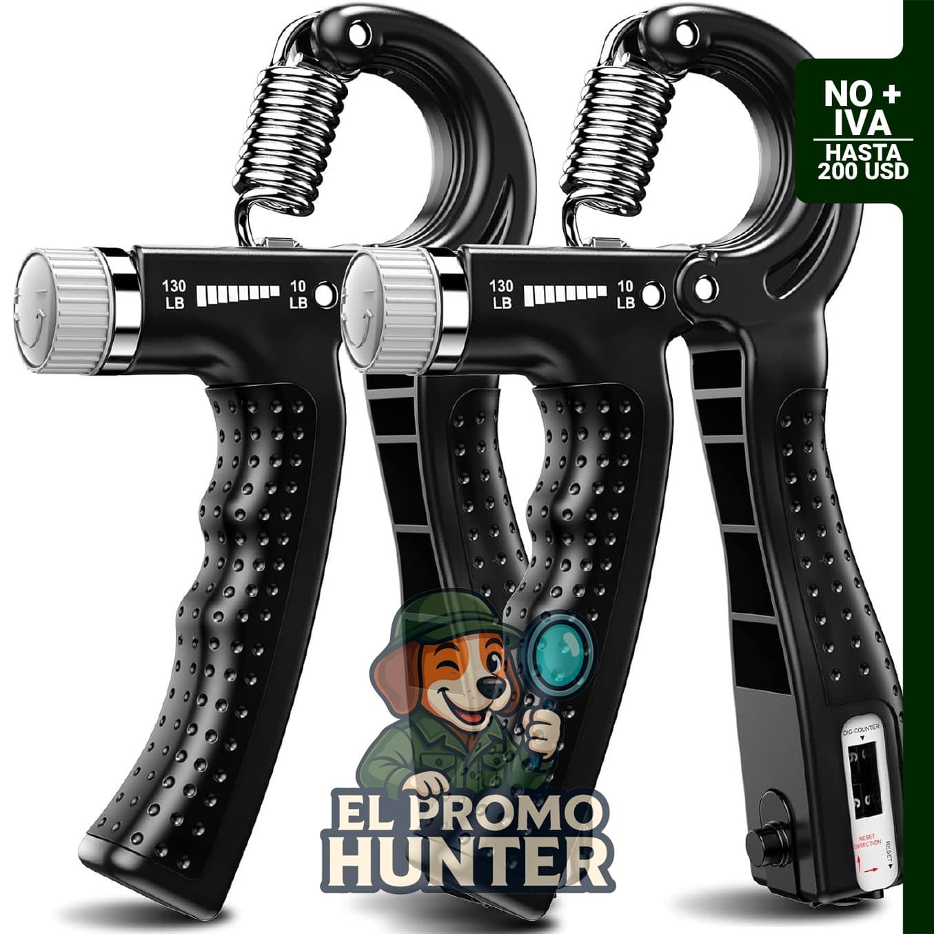 KDG Fortalecedor de agarre de mano, paquete de 2 unidades con resistencia ajustable de 10 a 130 lb (4.5 a 59 kg).