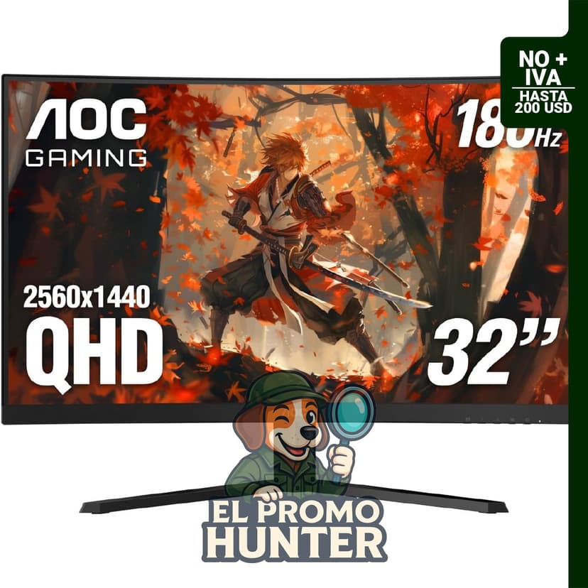 Monitor AOC CQ32G4VE de 32" (81 cm) curvo, resolución 2K QHD, 180Hz, VA, 0.5ms, HDR.
