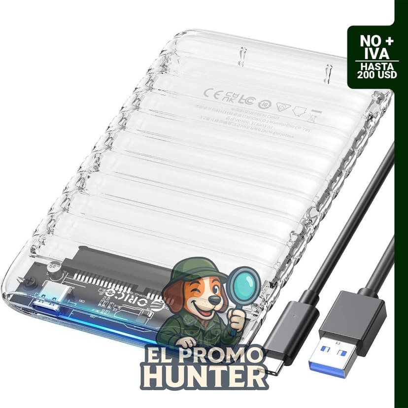 ORICO Caja de disco duro externo de 2.5" USB C a SATA III, compatible con discos SATA SSD/HDD de 7mm y 9.5mm hasta 6TB.